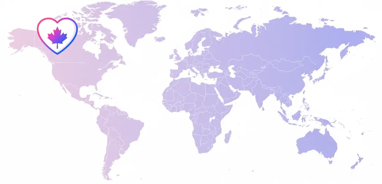 Mapa mundial con ícono de corazón